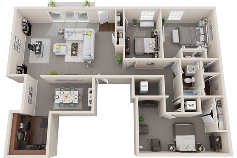 Floor plan for 3 beds, 1.5 baths, 1395 sqft